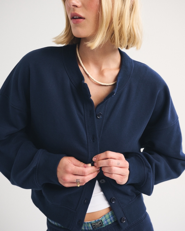 Sunday Shrunken Cardigan, Muted Navy view 1