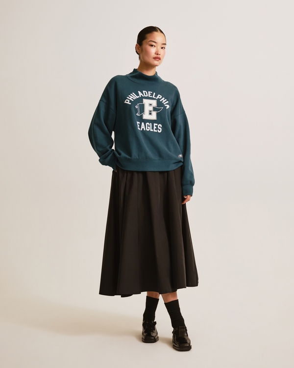 Philadelphia Eagles Oversized Sunday Funnel Neck Sweatshirt, Dark Green - Eagles view 1