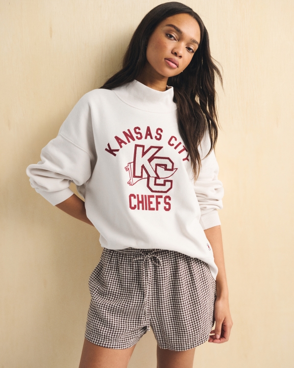 NFL Kansas City Chiefs Funnel-Neck Sweatshirt, Cream - Chiefs view 1