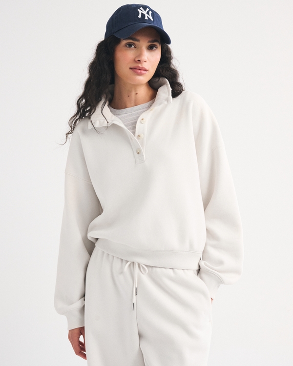 Sunday Mock Neck Henley Sweatshirt