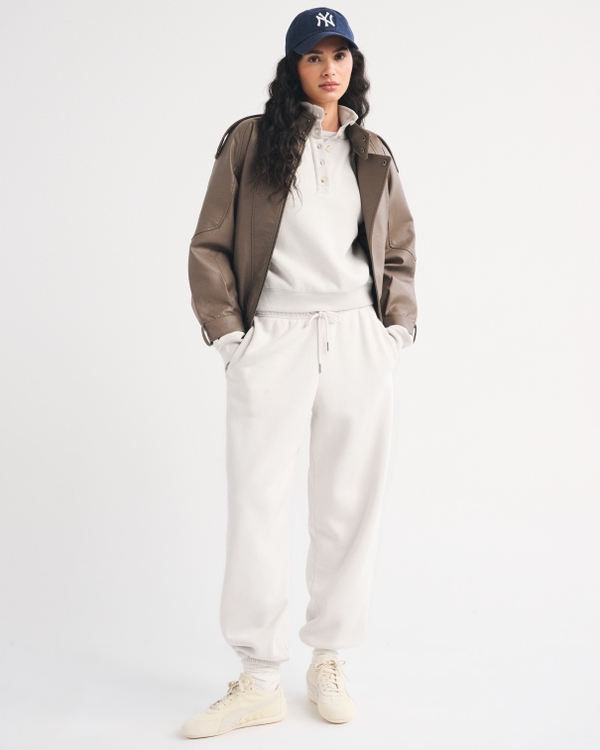 Sunday Mock Neck Henley Sweatshirt, Light Sand view 2
