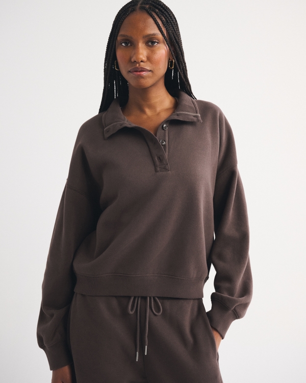 Sunday Mock Neck Henley Sweatshirt