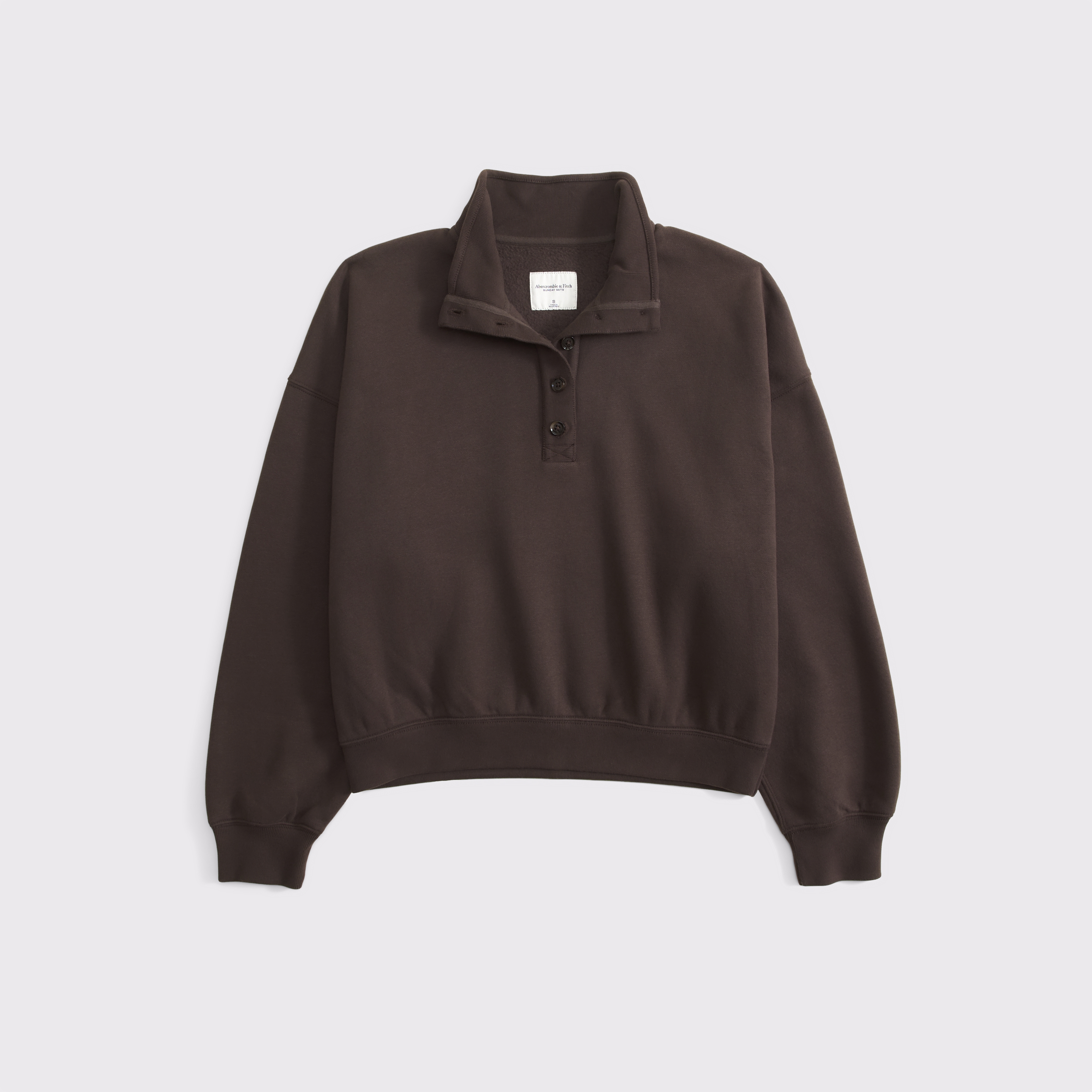 Женская толстовка Abercrombie & Fitch Sunday Mock Neck Henley, цвет: Чёрный орех — фото 1