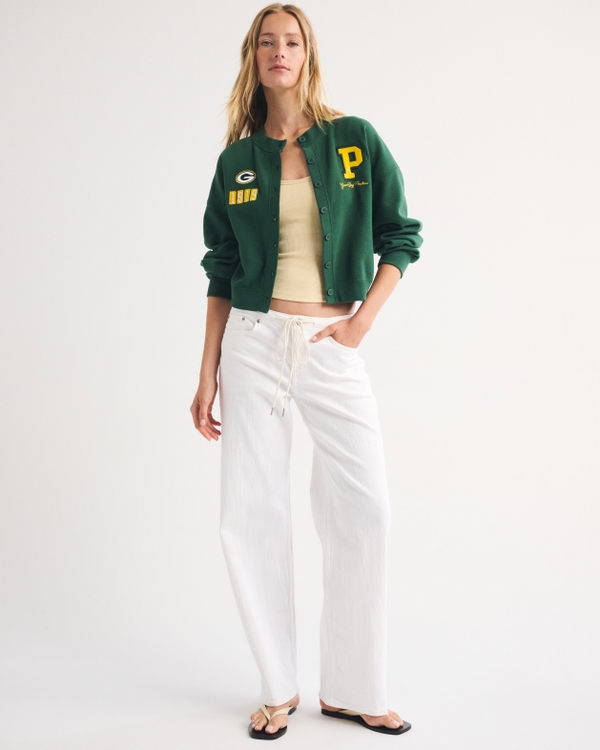 Green Bay Packers Sunday Shrunken Cardigan, Green - Packers view 2