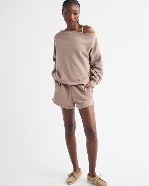 Sunday Terry Off-The-Shoulder Top, Taupe view 2