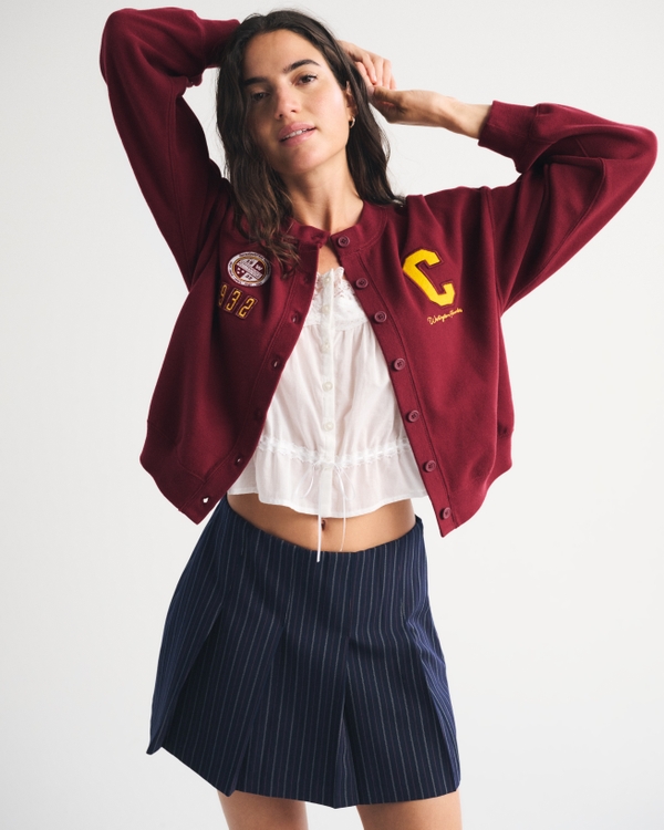 Washington Commanders Sunday Shrunken Cardigan, Burgundy - Commanders view 1