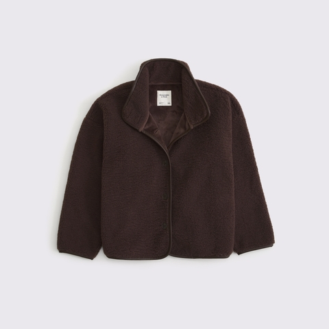 Женские куртки Abercrombie & Fitch Funnel Neck Button-Up Sherpa Jacket