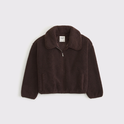 Женские куртки Abercrombie & Fitch Collared Zip-Up Sherpa Jacket