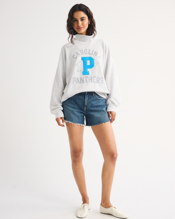 Carolina Panthers Oversized Sunday Funnel Neck Sweatshirt, Light Gray - Panthers view 2