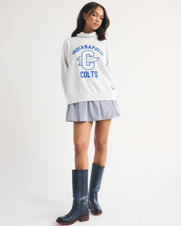 Indianapolis Colts Sunday Oversized Funnel Neck Sweatshirt, Light Gray - Colts view 2