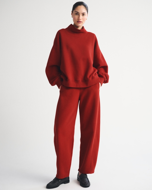Sunday Oversized Funnelneck Sweatshirt, Rich Ruby view 2