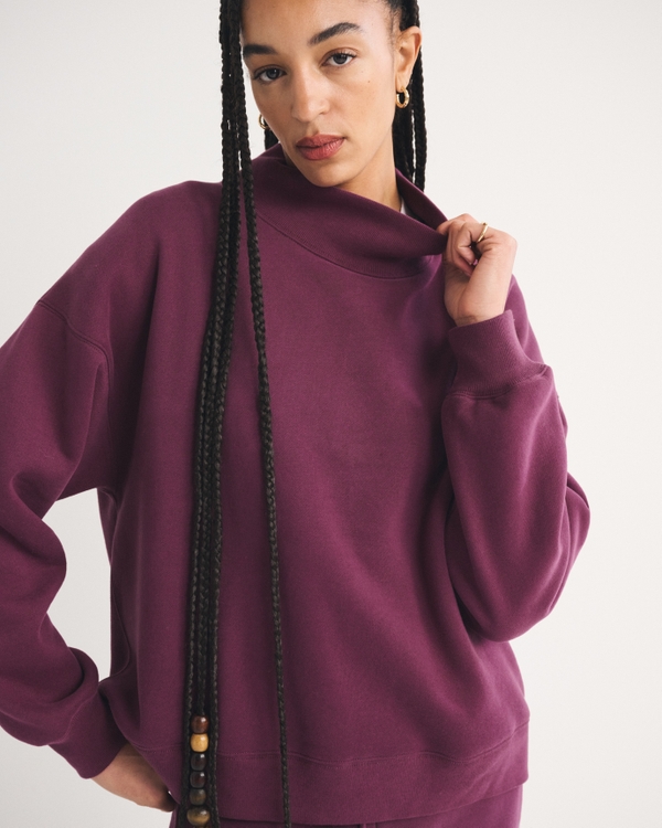 Sunday Oversized Funnelneck Sweatshirt, Plum view 1