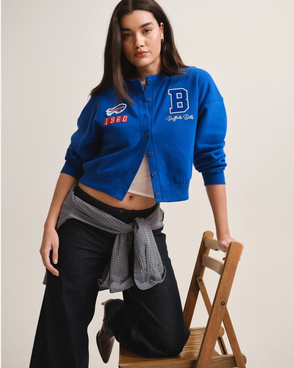 Buffalo Bills Sunday Shrunken Cardigan, Blue - Bills view 1