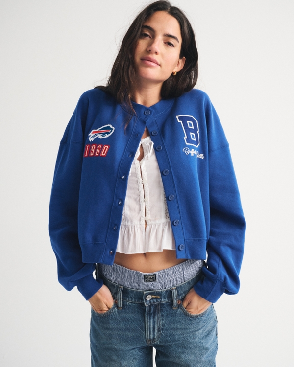 Buffalo Bills Sunday Shrunken Cardigan, Blue - Bills view 2