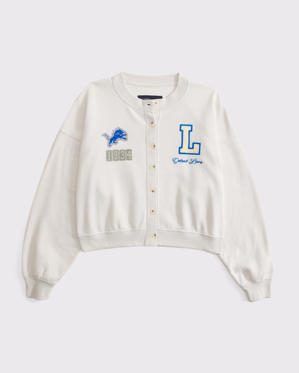 Detroit Lions Sunday Shrunken Cardigan, Cream - Lions view 1