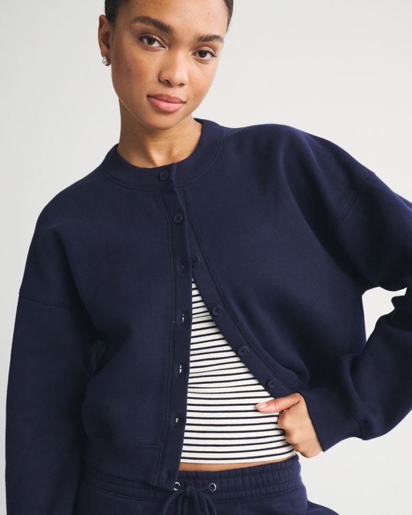 Sunday Shrunken Cardigan, Muted Navy view 1
