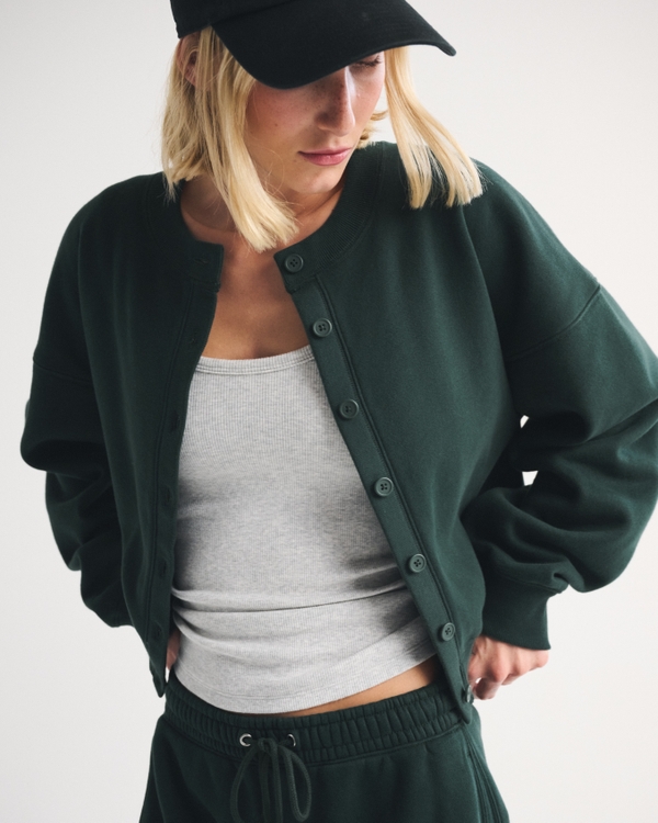 Sunday Shrunken Cardigan, Dark Spruce view 1