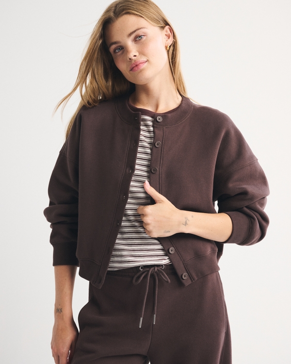 Sunday Shrunken Cardigan, Brown view 1
