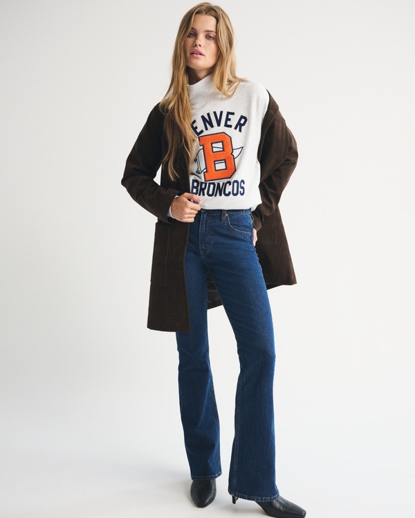 Denver Broncos Funnel Neck Sweatshirt, Light Gray - Broncos view 2