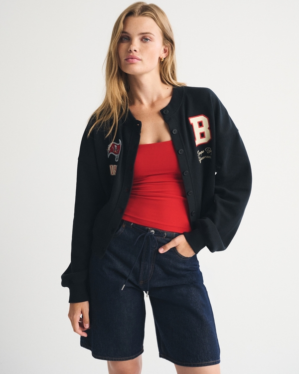 Tampa Bay Buccaneers Sunday Shrunken Cardigan, Black - Buccaneers view 1