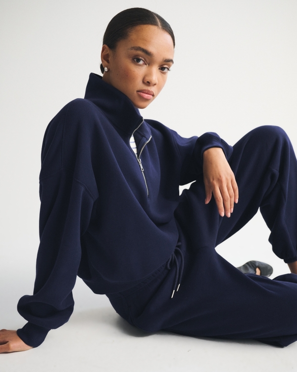 Sunday Half-Zip Fleece, Muted Navy view 2