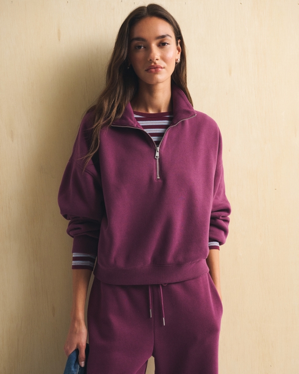 Sunday Half-Zip Fleece, Plum view 1