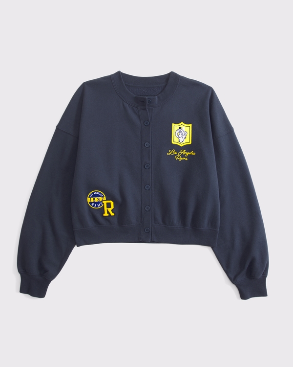 Los Angeles Rams Sunday Shrunken Cardigan, Navy - Rams view 1