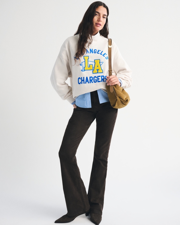 Los Angeles Chargers Funnel Neck Sweatshirt, Cream - Chargers view 2