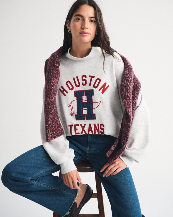 Houston Texans Funnel Neck Sweatshirt, Light Gray - Texans view 1