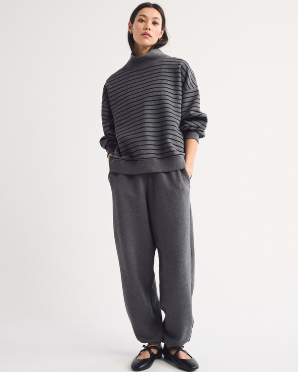 Sunday Oversized Funnelneck Sweatshirt, Dark Gray Stripe view 2