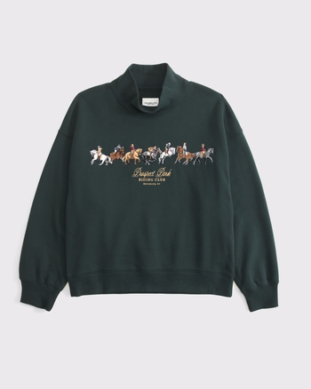 Equestrian Sunday Oversized Funnel Neck Sweatshirt