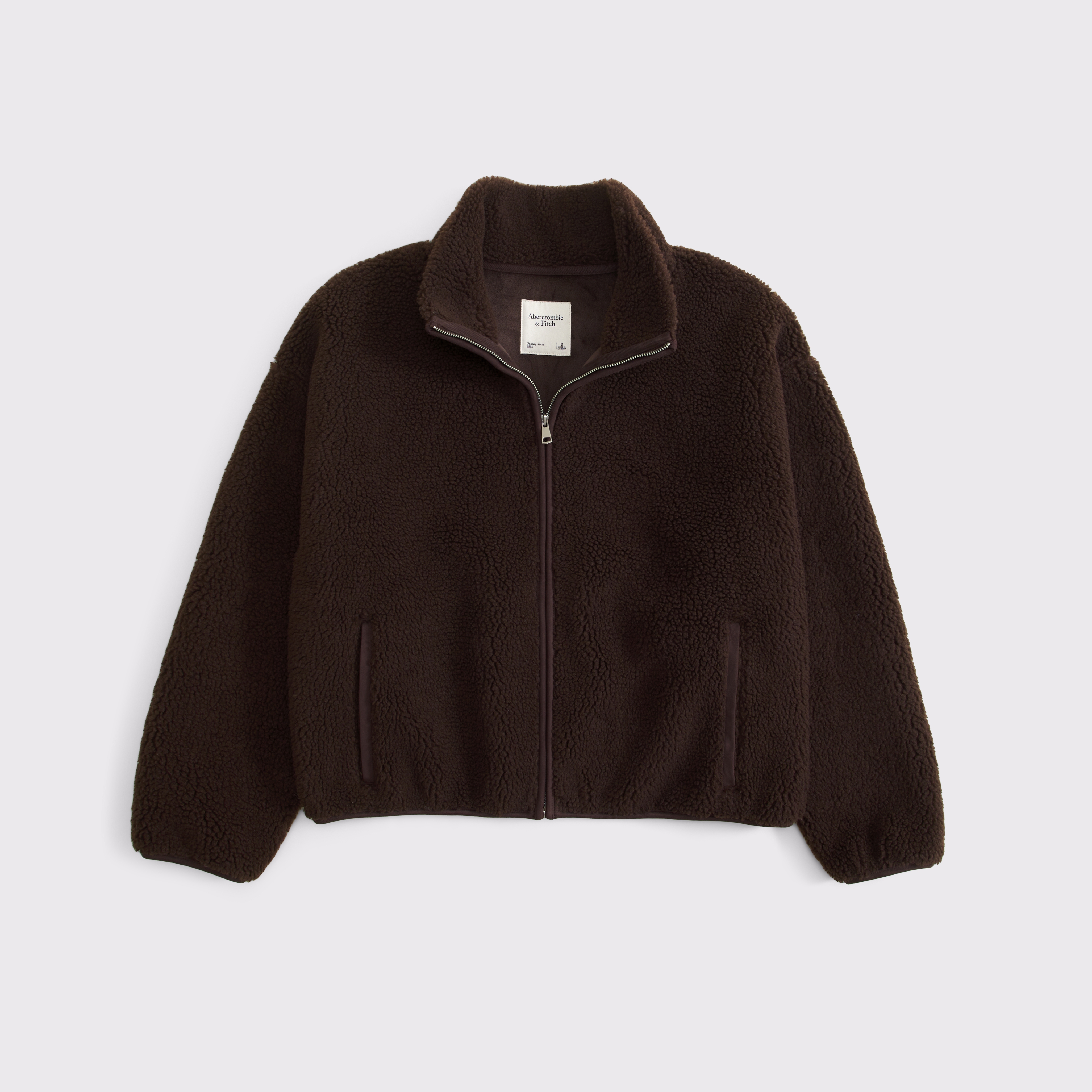 Женская куртка Abercrombie & Fitch Sherpa Full-Zip, цвет: Тёмный кофейный — фото 1