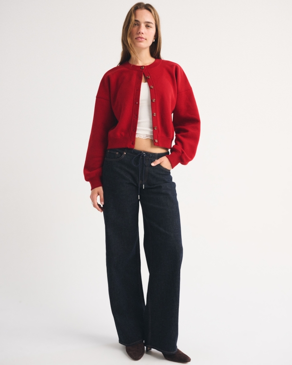 Sunday Shrunken Cardigan, Rich Ruby view 2