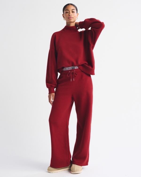 Sunday Oversized Funnel Neck Sweatshirt, Rich Ruby view 2