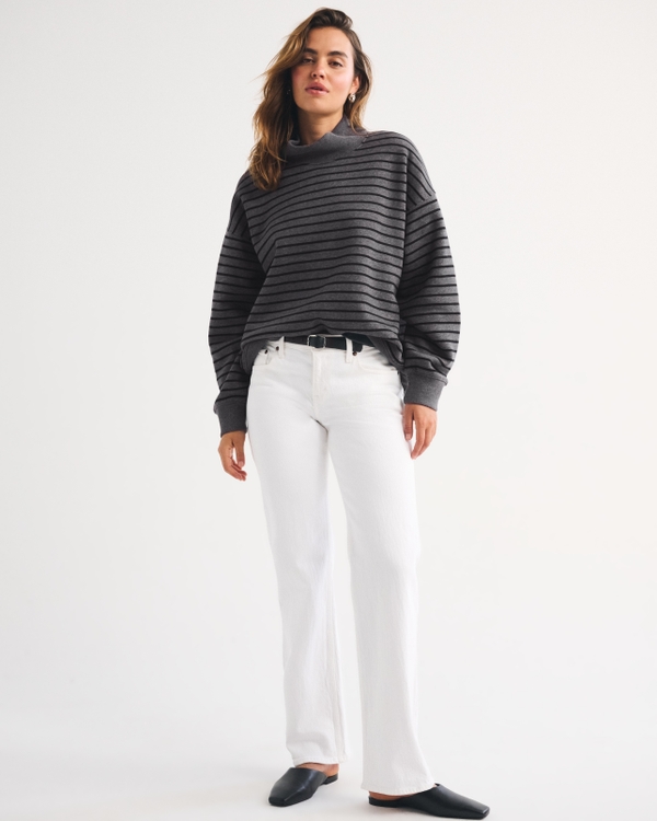 Sunday Oversized Funnel Neck Sweatshirt, Dark Gray Stripe view 2