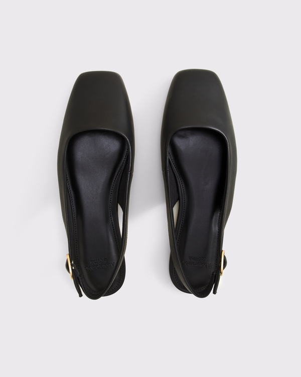 Leather Slingback Flat, Black view 2