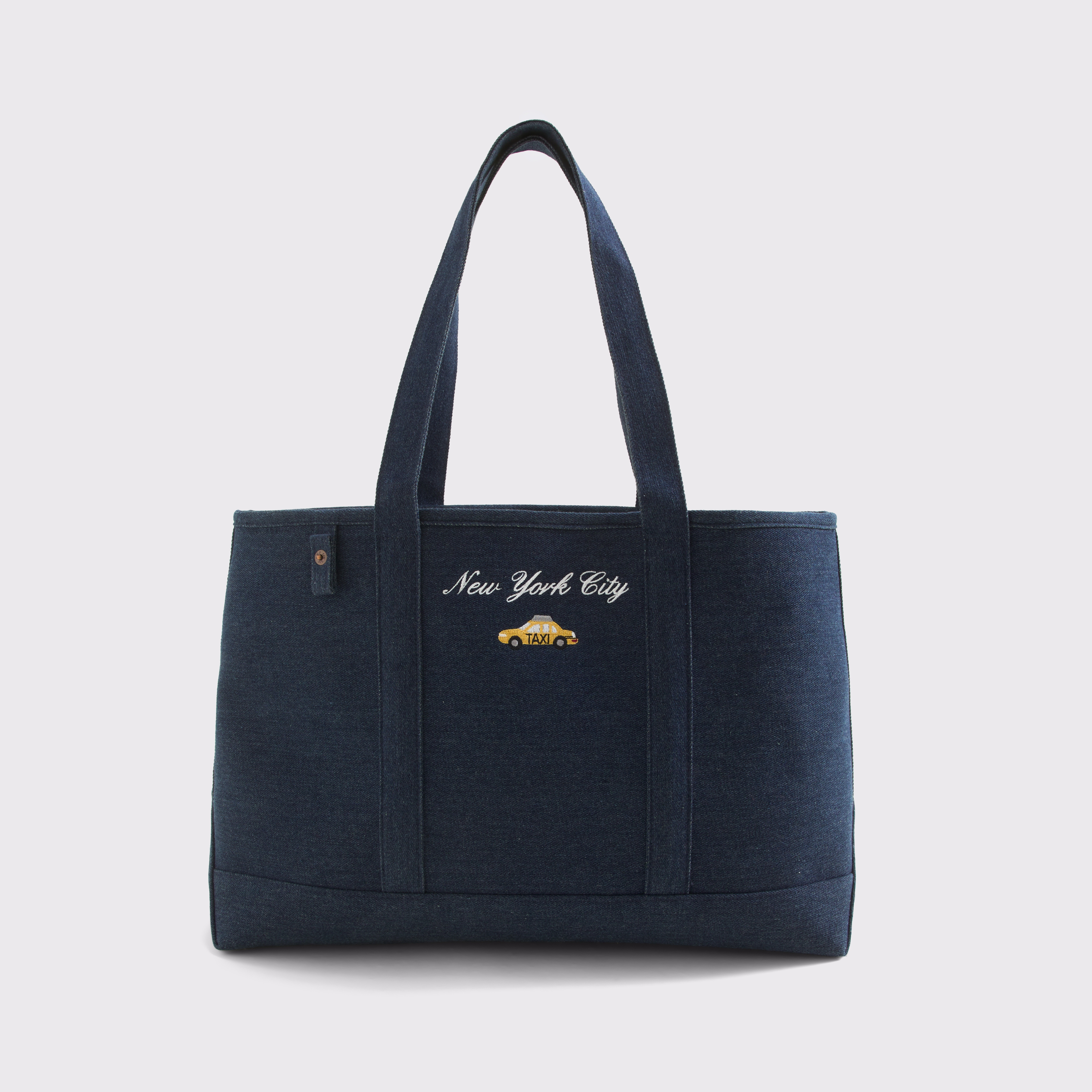 Женская сумка Abercrombie & Fitch Abbode Embroidered Denim Tote, цвет: Тёмно-синий — фото 1