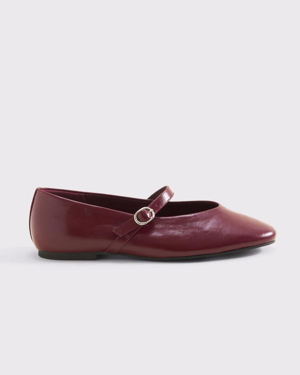Leather Mary Jane Flat, Red view 1