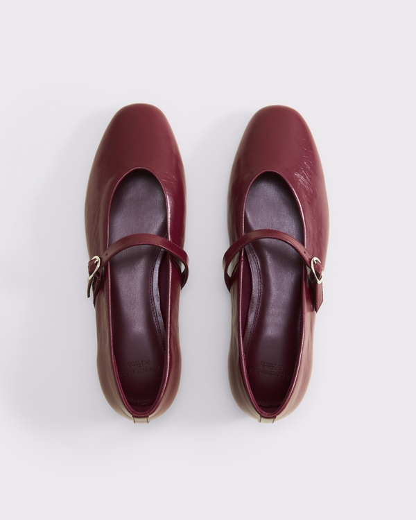 Leather Mary Jane Flat, Red view 2