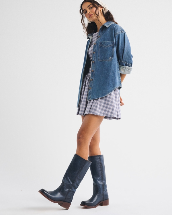 Frye Campus 14L Leather Boot, Navy view 1