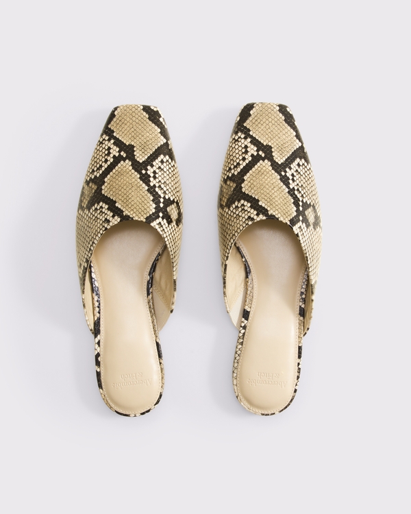 Snake-Effect Leather Mule, Snake Print view 2