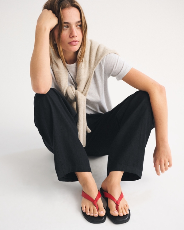 Leather Flip Flop, Red view 1