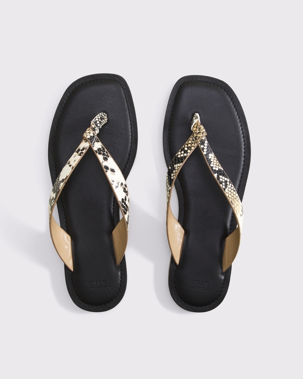 Snake-Effect Leather Flip Flop, Snake Print view 2