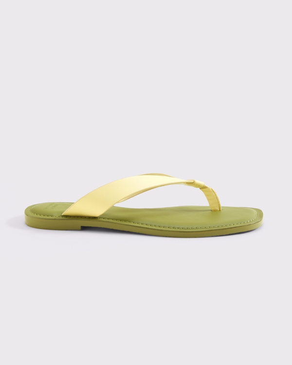 Leather Flip Flop, Warm Basil view 1