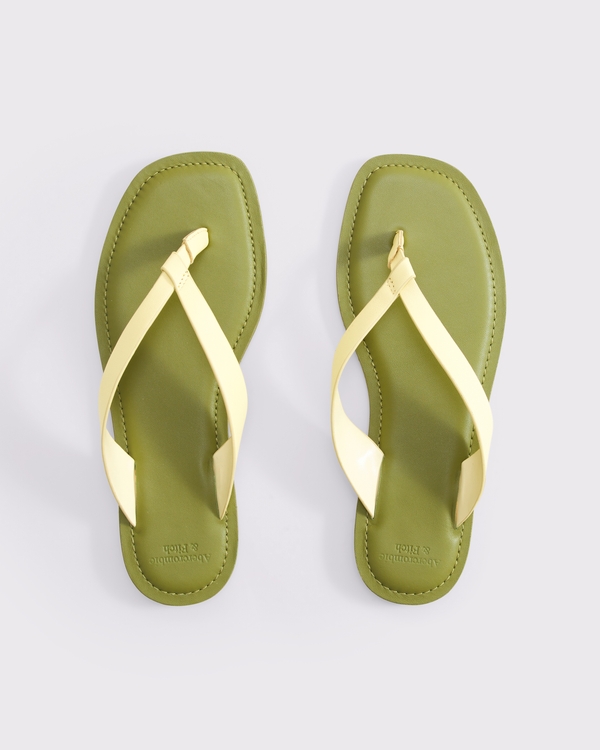 Leather Flip Flop, Warm Basil view 2