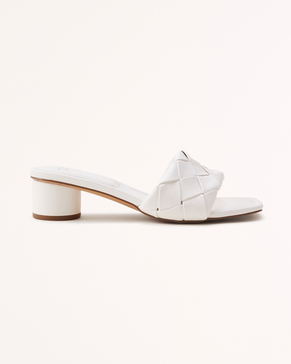 Basketweave Heel Sandals, White