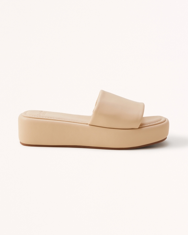 Chunky Slide Sandals, Tan
