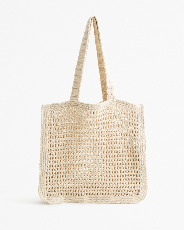 Crochet-Style Tote Bag, Straw