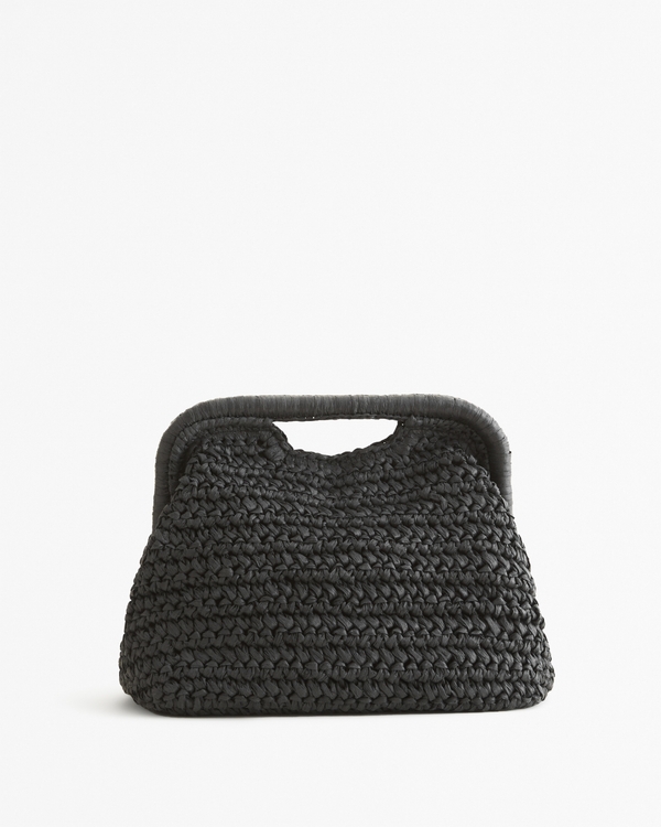 Straw Clutch Bag, Black