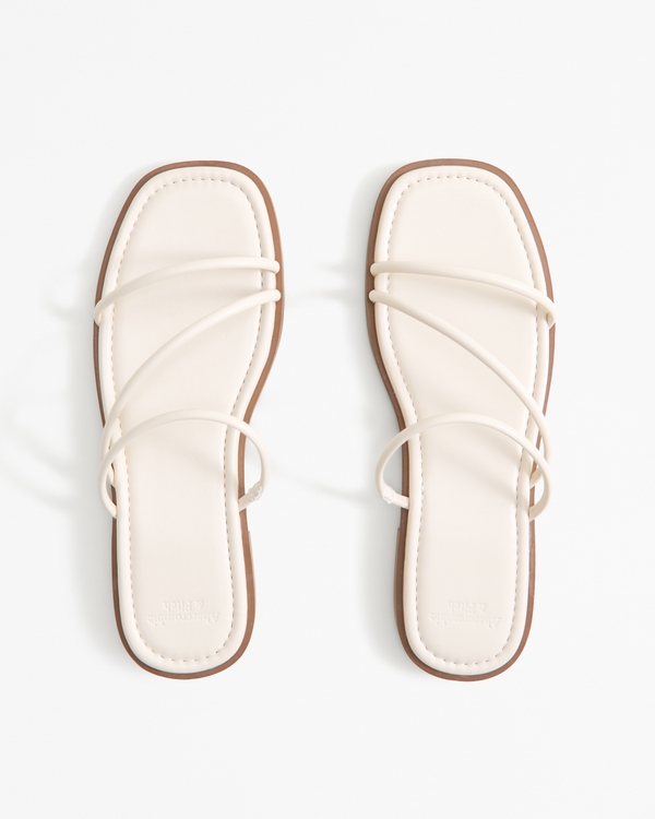 Strappy Slide Sandals, White